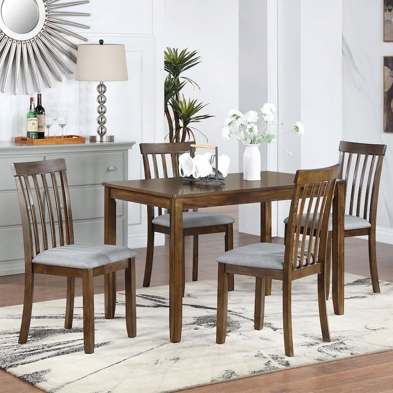 Set of 4 Wooden Dining Chairs with Padded Seats