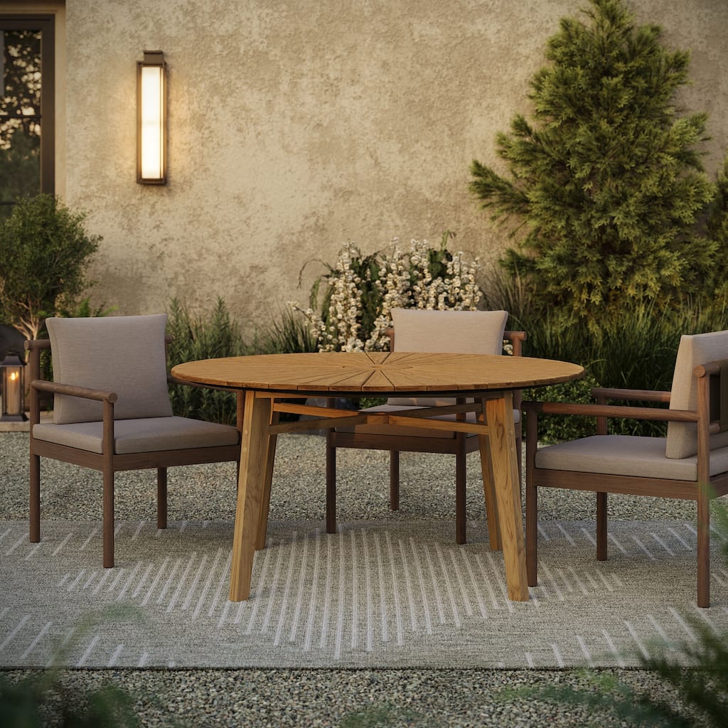 Cielo 59" Sunburst Outdoor Teak Dining Table
