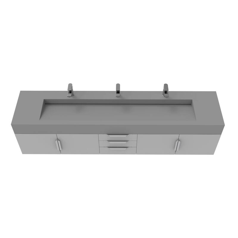 Nile 84" Wall Mounted Bathroom Vanity Set gr/ Gray Top
