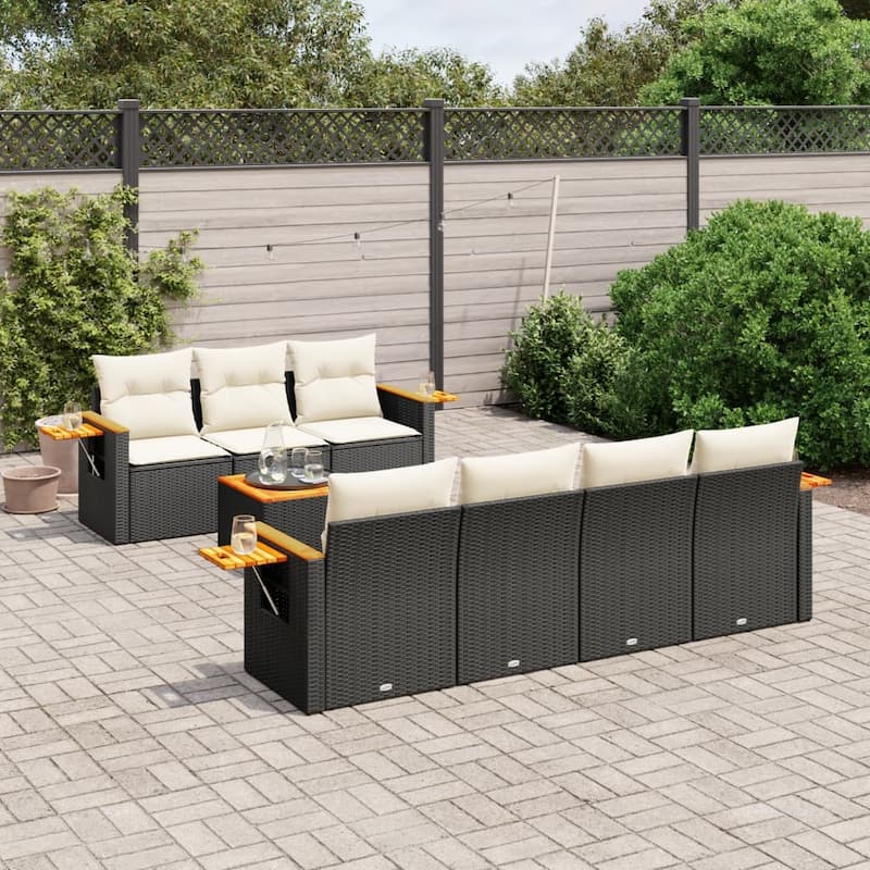 vidaXL Garden Sofa Set Black, Cream White - 21.7 x 21.7 x 14.6 in