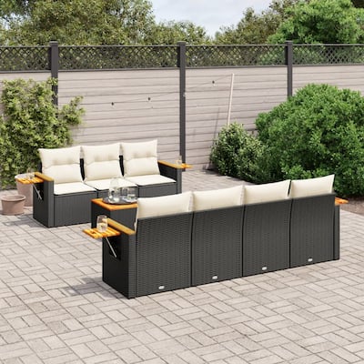 vidaXL Garden Sofa Set Black, Cream White - 21.7 x 21.7 x 14.6 in