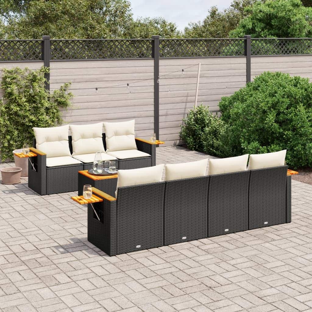 vidaXL Garden Sofa Set Black, Cream White - 21.7 x 21.7 x 14.6 in