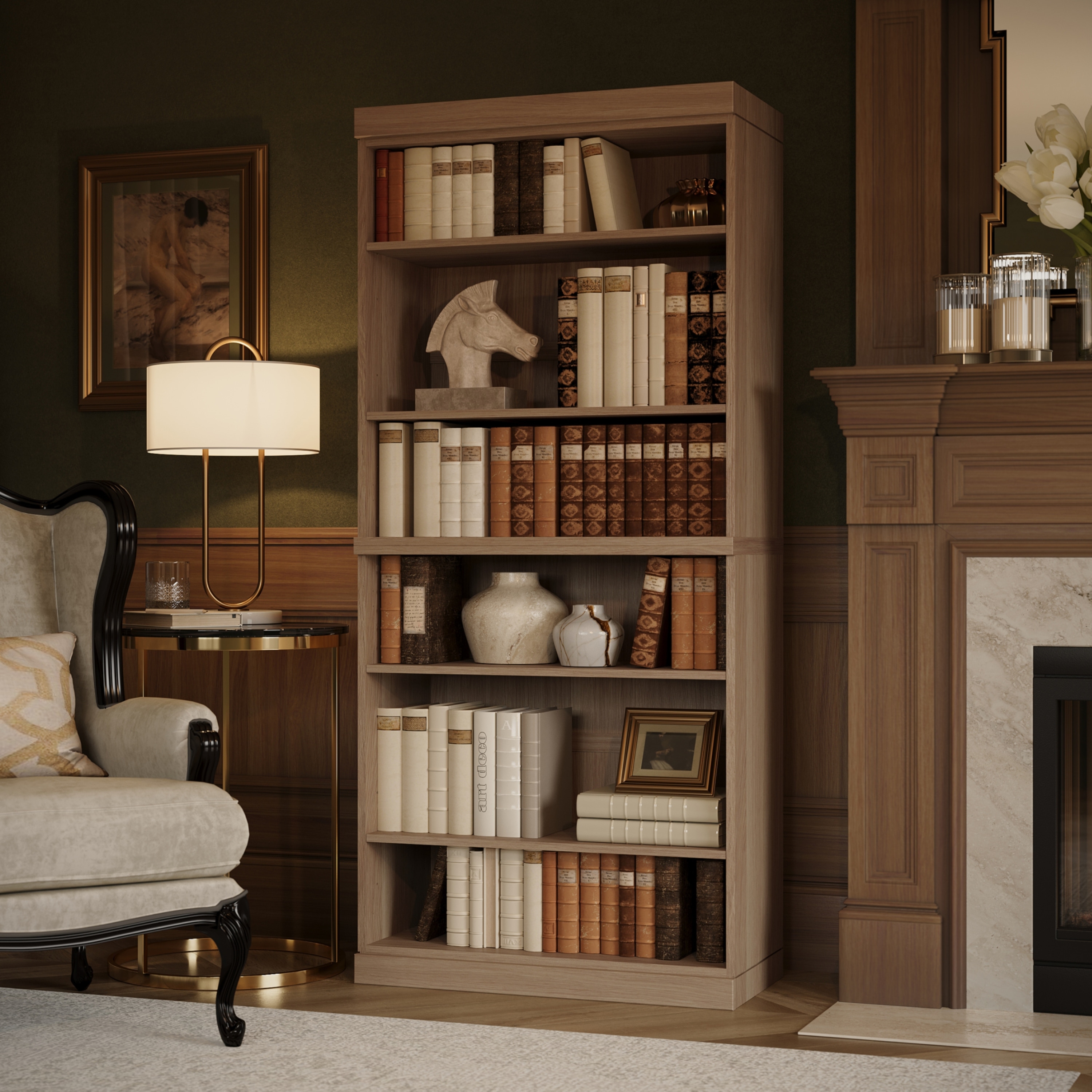 Palace Imports Premium 100% Solid European Oak Hardwood 6-Shelf Modular Bookcase - 32" Wide, 71.5" Tall