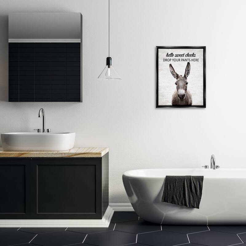Stupell Drop Pants Here Funny Laundry Framed Floater Canvas Wall Art Design By Lettered and Lined