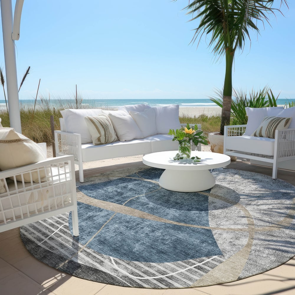 Machine Washable Indoor/ Outdoor Chantille Contemporary Abstract Rug
