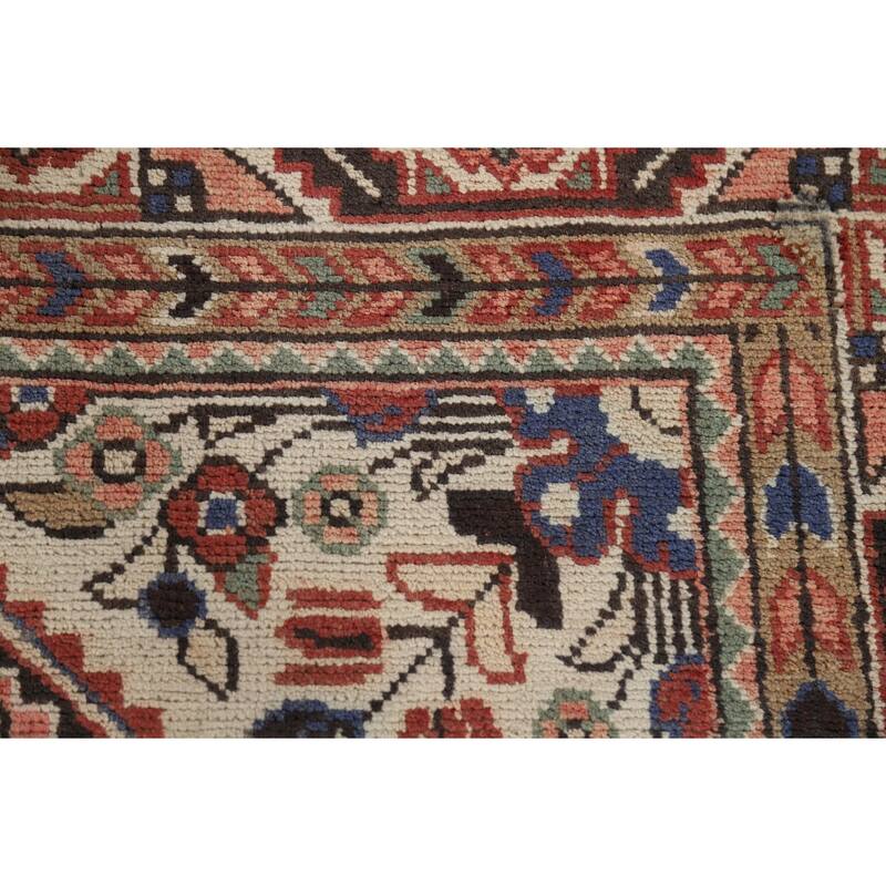Geometric Pink Hamedan Vintage Persian Area Rug Handmade Wool Carpet - 7'5" x 10'4"