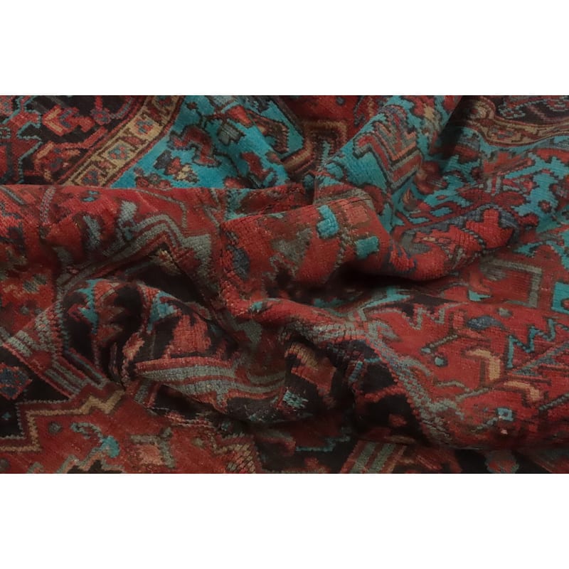 Hand Knotted Oriental 100% Wool Carpet Traditional Medallion Oranges & Rust Heriz Area Rug - 10' 10'' X 6' 10''