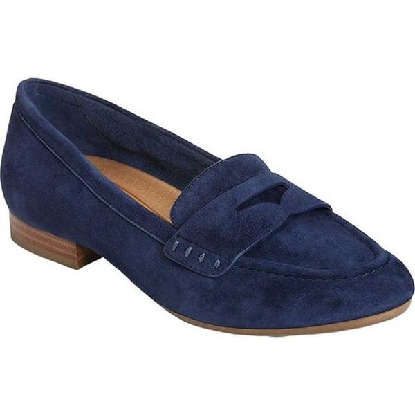 womens navy blue penny loafers