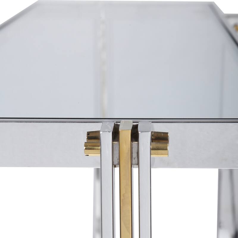 Uttermost Locke 51" Long Glass Top Stainless Steel Console Table