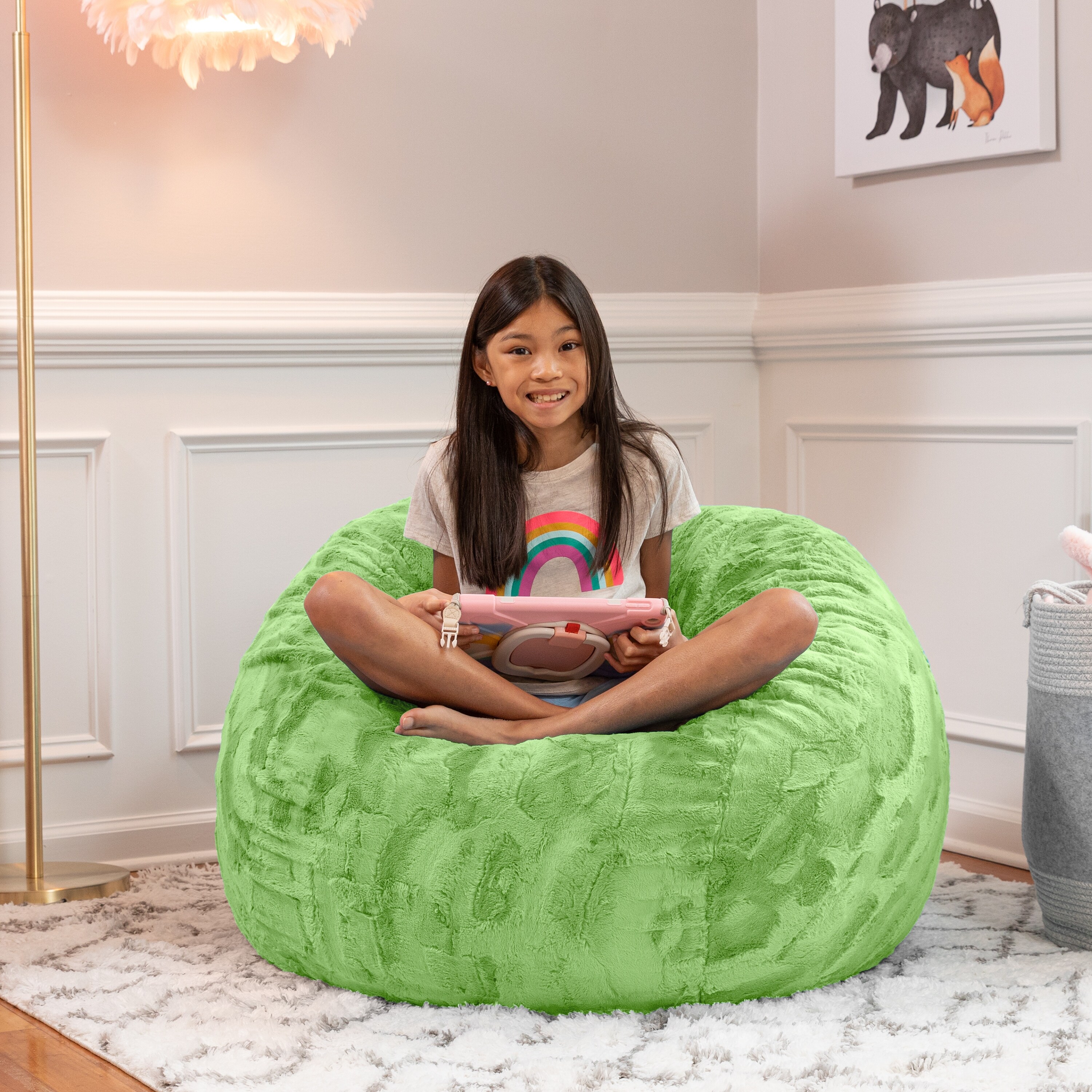 Jaxx Saxx 3 Foot Bean Bag Chair For Kids Faux Fur Fun Colors On Sale Bed Bath Beyond 34931957