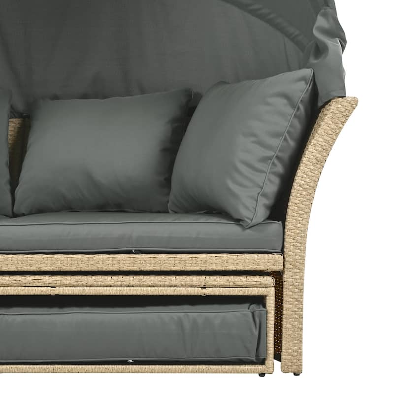 Outdoor Patio Daybed Wicker Rattan Double Daybed