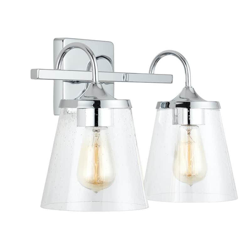 Jayne 2-light Bath/ Vanity Fixture w/ Clear Seeded Glass - Chrome