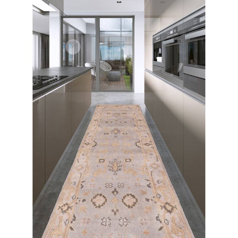 ECARPETGALLERY Hand-knotted Royal Oushak Grey Wool Rug - 3'1 x 11'8