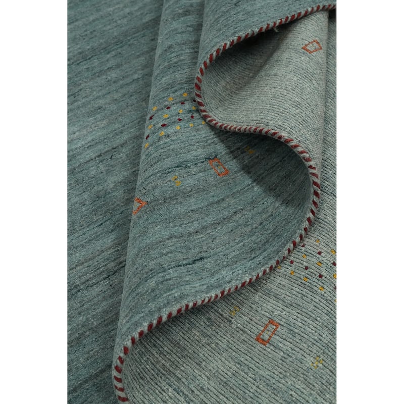 Hand Knotted Oriental 100% Wool Carpet Tribal Animal Pictorial Green Gabbeh Area Rug - 8' 1'' X 7' 11''