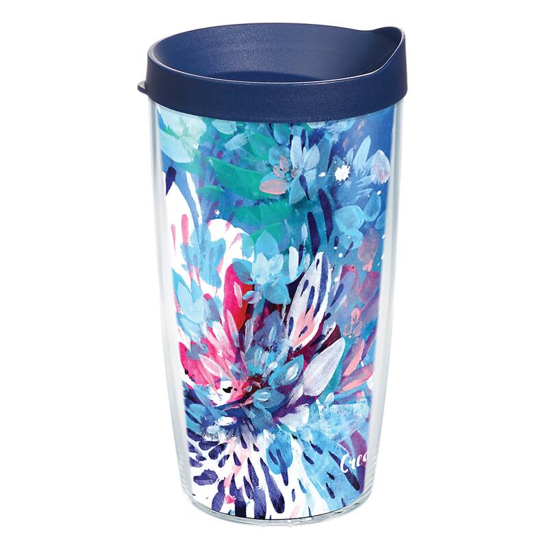 Tervis CreativeIngrid Floral Wave Made in USA Double Walled Insulated Travel Tumbler, Classic - 16oz