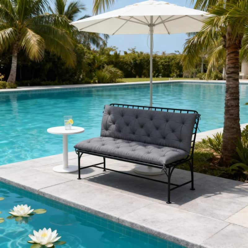 GDFStudio - 3-Seater Tufted Outdoor Cushion for Swing, Bench, Patio Sofa - DARK GREY