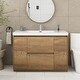 preview thumbnail 54 of 85, Floating Bathroom Vanity with Integrated Resin Top Natural Oak - 47.24'' x 19.69'' x 33.46''