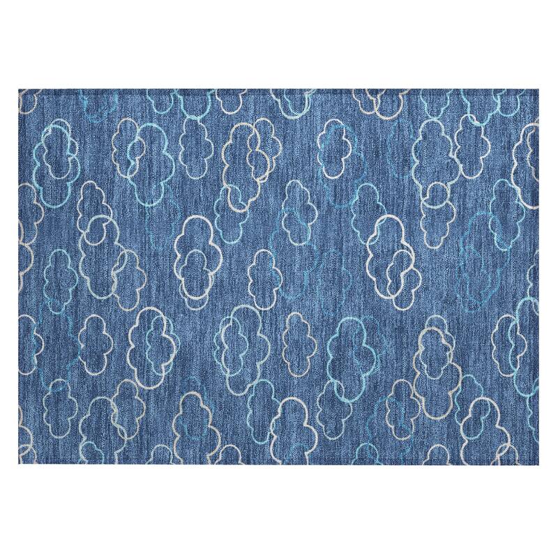Machine Washable Indoor/ Outdoor Modern Clouds Chantille Rug