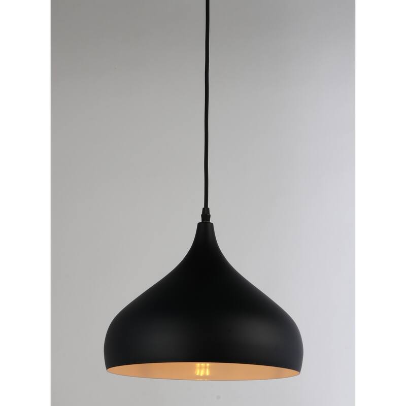 Modern Pendant Light 1-Light Black Hanging Fixture for Kitchen Island - 9.5