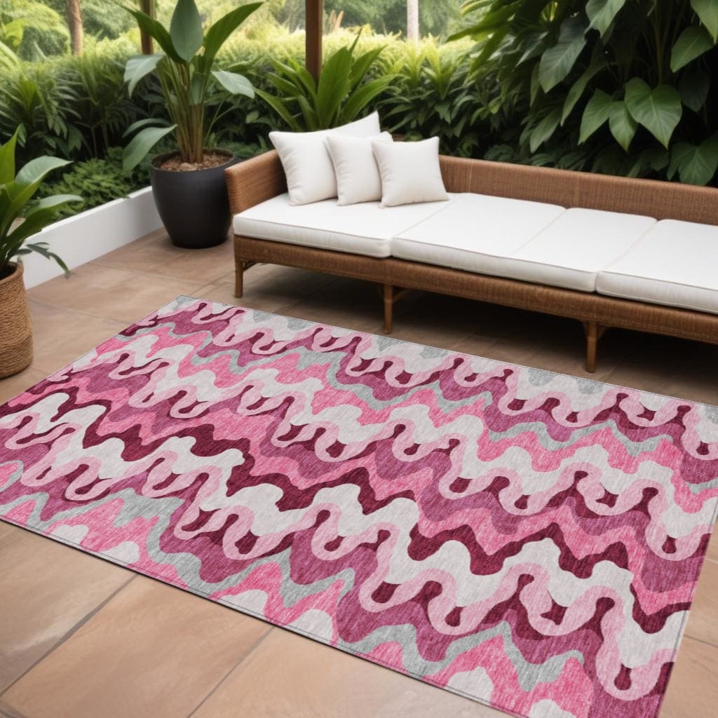 HomeRoots Abstract Transitional Rectangle Outdoor Rug