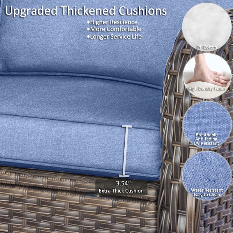 12 Piece Outdoor Wicker Patio Furniture Seating Set with Swivel Chairs