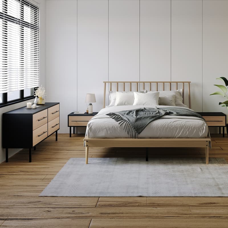 CraftPorch Vintage 4-pieces Wooden Bedroom Set