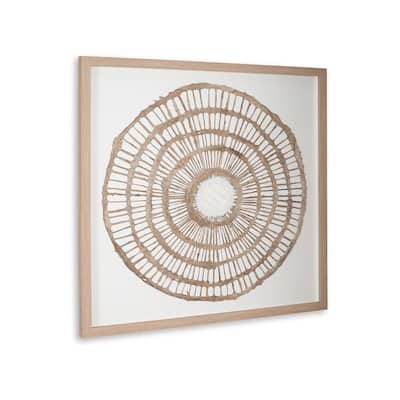 Wall Decor, Craft Paper Circle Framed Art, Brown White, 38x38 Square