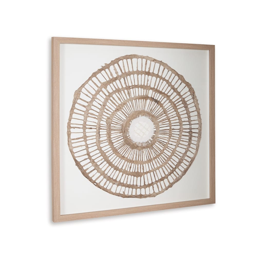 Wall Decor, Craft Paper Circle Framed Art, Brown White, 38x38 Square