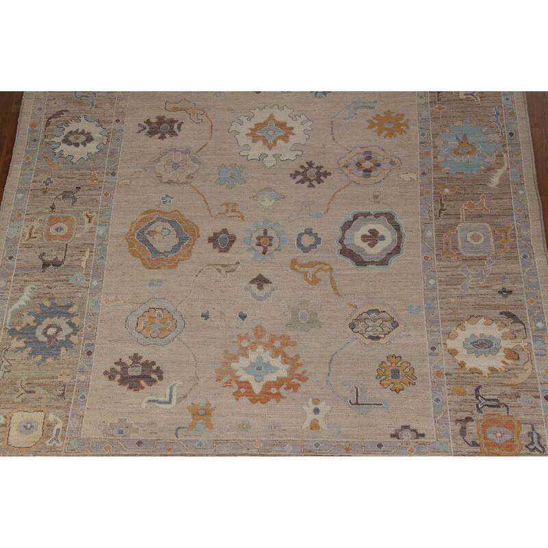 Hand Knotted Oriental 100% Wool Carpet Transitional All-Over Beige & Ivories Oushak Area Rug - 10' 0'' X 8' 2''