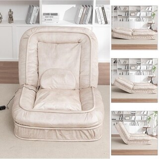 70" Adjustable Bean Bag Sofa Bed for Humans & Pets with Massage Pillow & 2 Soft Pillows , Velvet Waterproof Cover