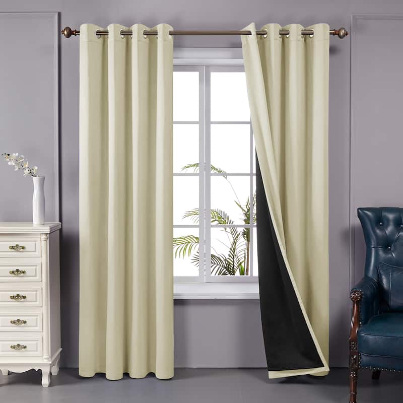 Deconovo 100 Percent Blackout Double Layers Lined Curtain (2 Panel)