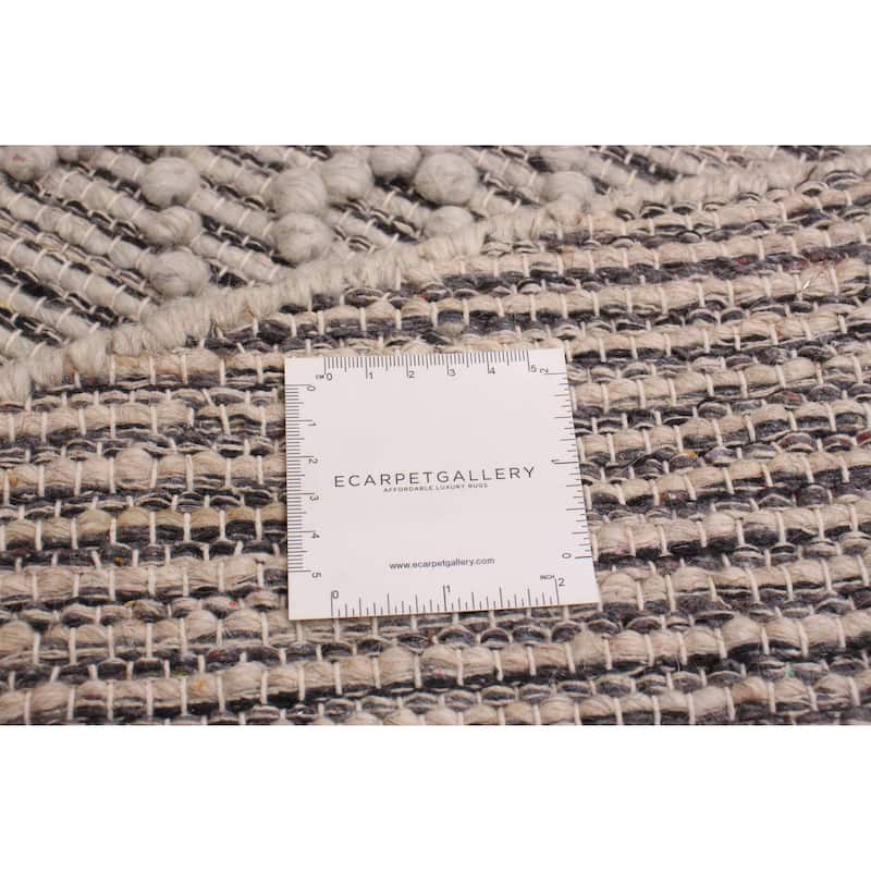 ECARPETGALLERY Braid weave Sienna Grey Wool Rug - 4'10 x 4'10