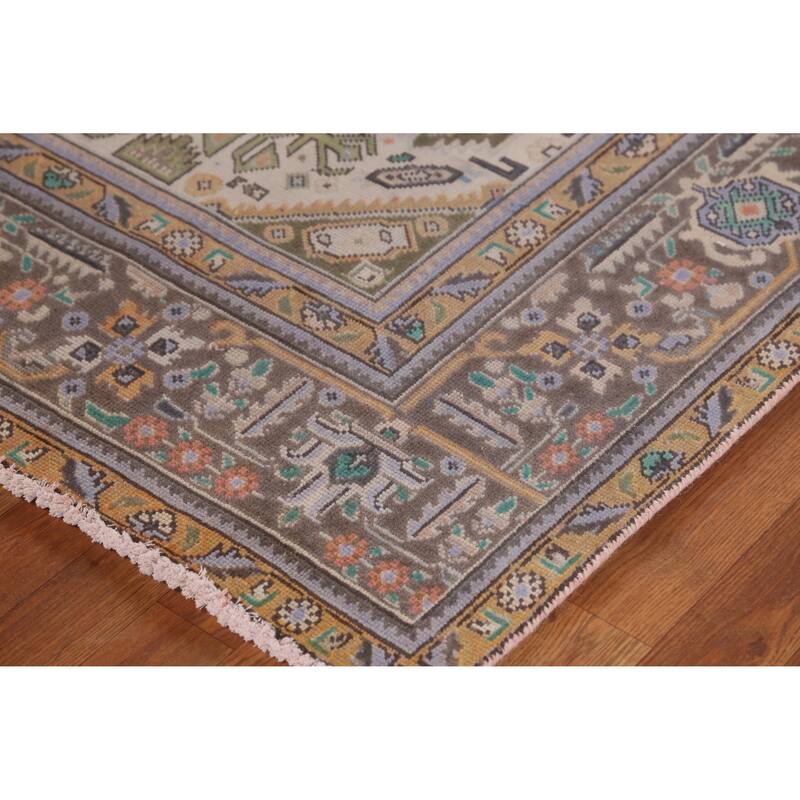 Hand Knotted Oriental 100% Wool Carpet Traditional Medallion Purples Tabriz Area Rug - 11' 1'' X 7' 9''