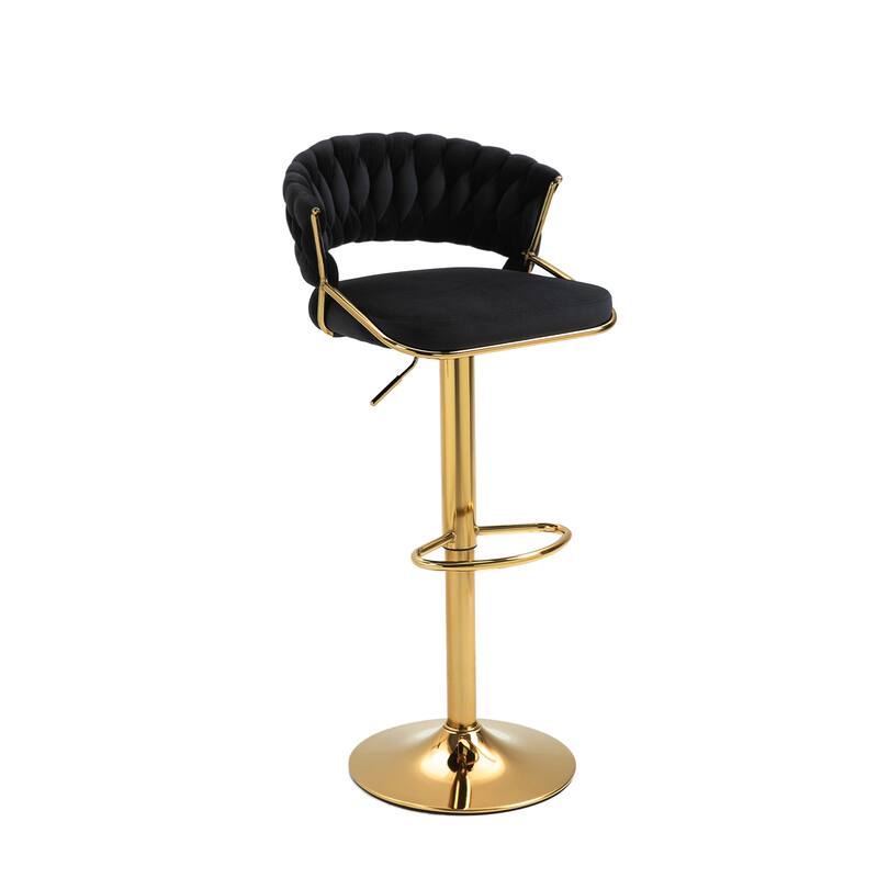 Set of 2 Bar Stool Adjustable Height with Swivel Seat