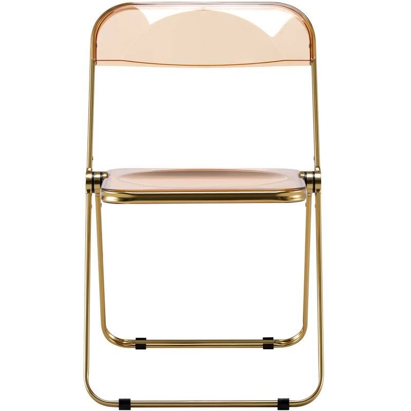 Lawrence Modern Foldable Transparent Acrylic Gold Chrome Folding Chair for Multipurpose Spaces Set of 4 - 30"