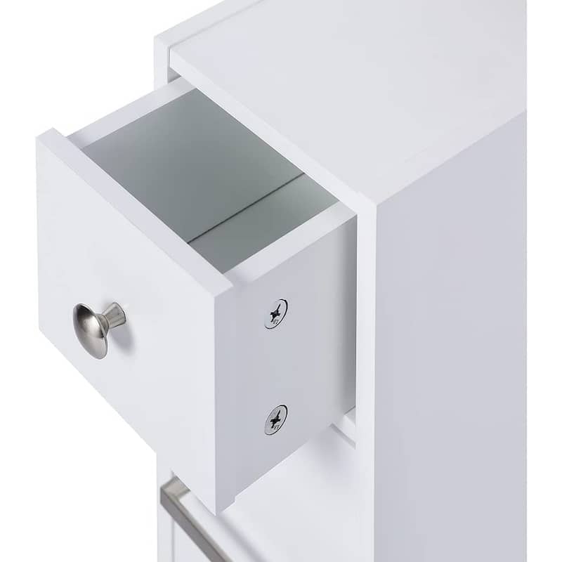 Spirich Home Slim Bathroom Storage Cabinet, Free Standing Toilet Paper Holder, Bathroom Cabinet Slide Out Drawer Storage