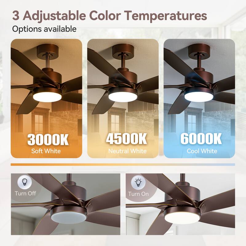 54-inch 5-Blade Integrated LED Ceiling Fan with Light and Remote