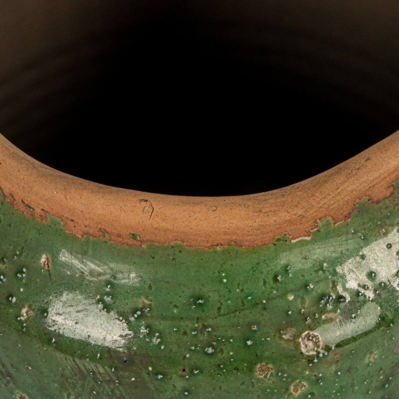 Round Terra-cotta Hobnail Planter Vase with Heavily Distressed Finish