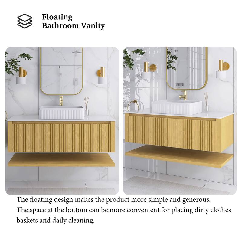 48" Wall-Mounted Bathroom Vanity with Ceramic Sink - 47.64'' x 18.9'' x 20.2''