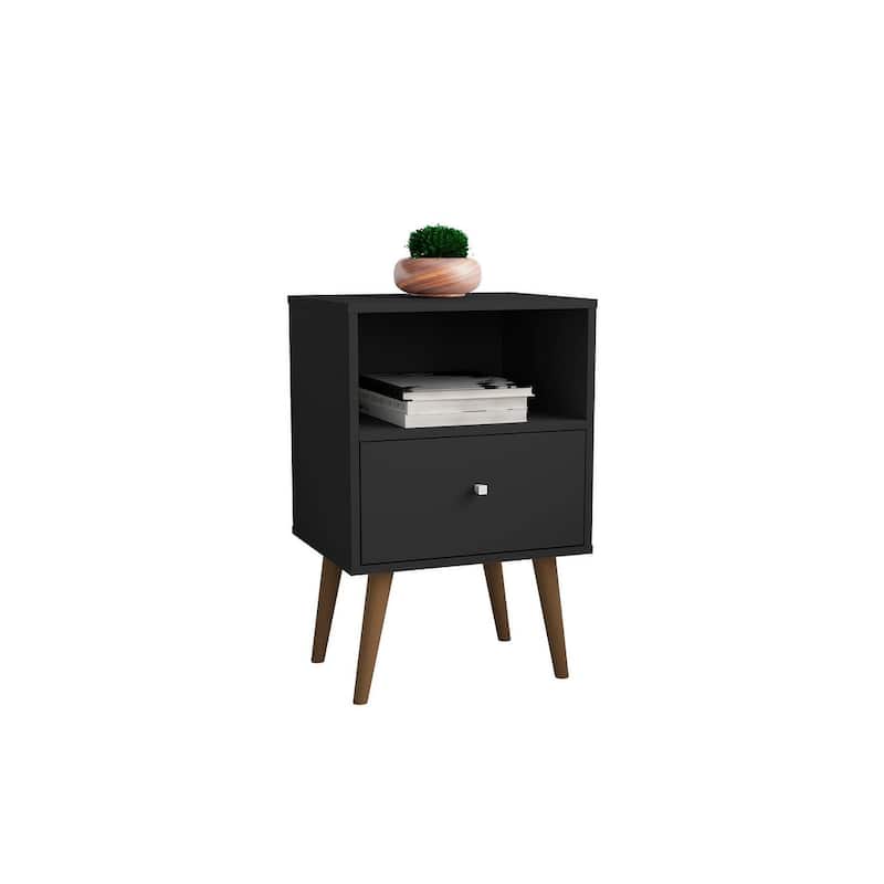 Liberty 1.0 Mid Century Modern 1 Drawer Nightstand - Black