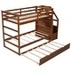 preview thumbnail 8 of 13, Wood Bunk Bed with Twin Trundle and 3 Storage Stairs, Walnut