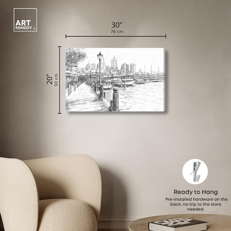 Harbour City Ink Canvas by Art Remedy, Gallery Wrapped