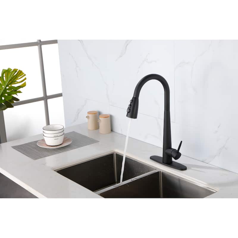 Single Handle Stainless Steel Kitchen Sink Faucet with Pull Down Sprayer