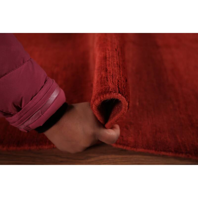 Modern Gabbeh Oriental Area Rug Handmade Red Wool Carpet - 5'2" x 7'9"
