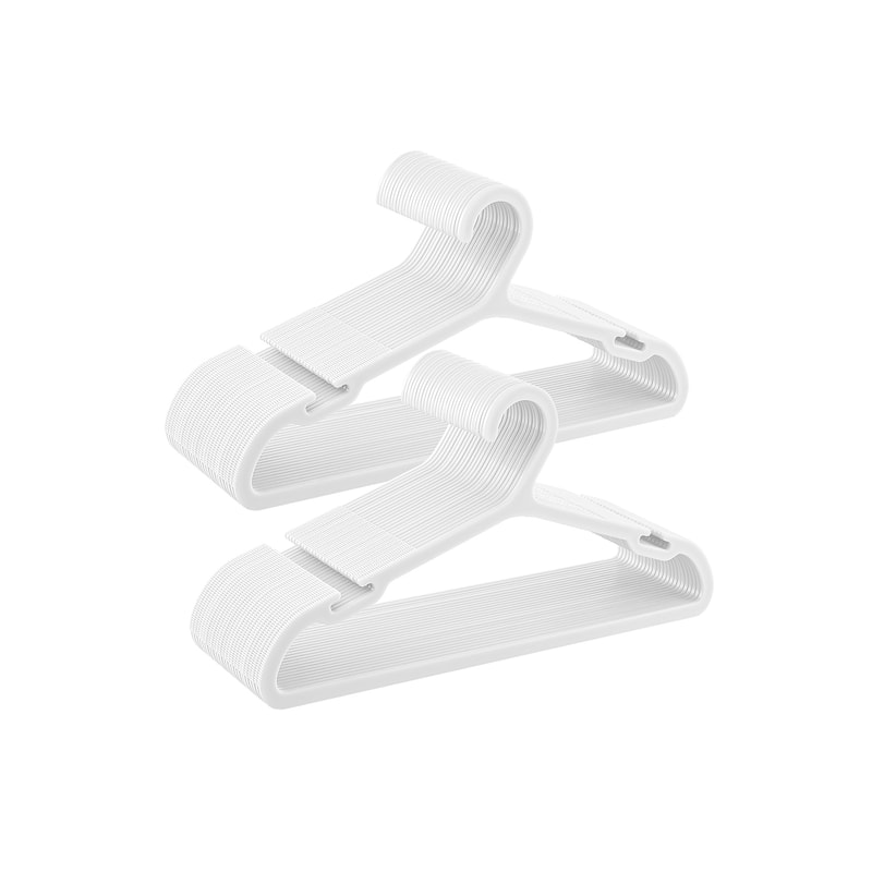 50 Slim Plastic Hangers with Shoulder Notches and Non-Slip Ridges for Closet Organization and Storage - 16.4"L x 0.16”W x 8.3"H - Cloud-White