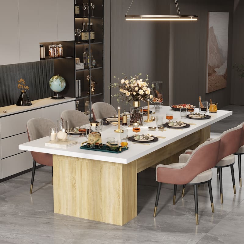 Large 118" Wood Dining Table,Meeting Table for Dining,Office Room - 126"L