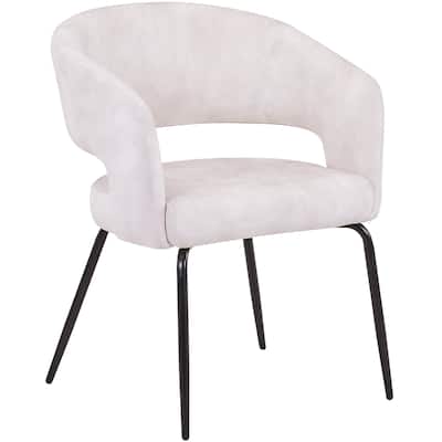 Open Back Dining Chair Upholstered in Leather or Velvet with Iron Legs