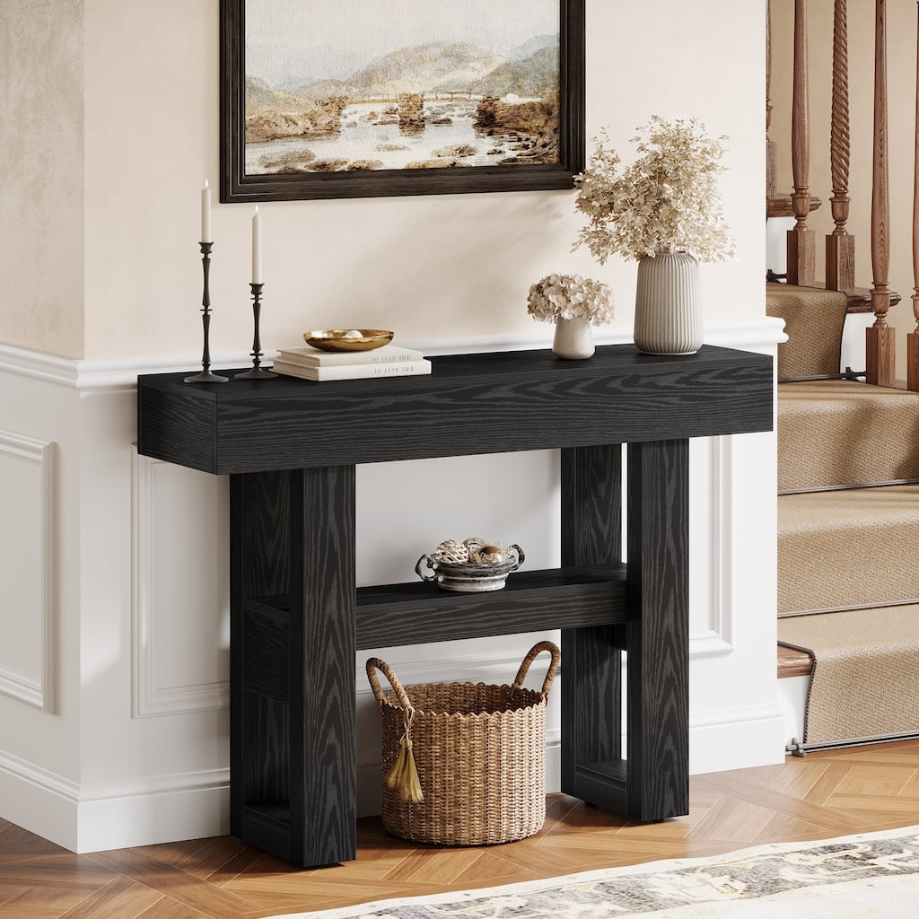 41.34'' Farmhouse Entryway Sofa Console Table with Storage Shelves
