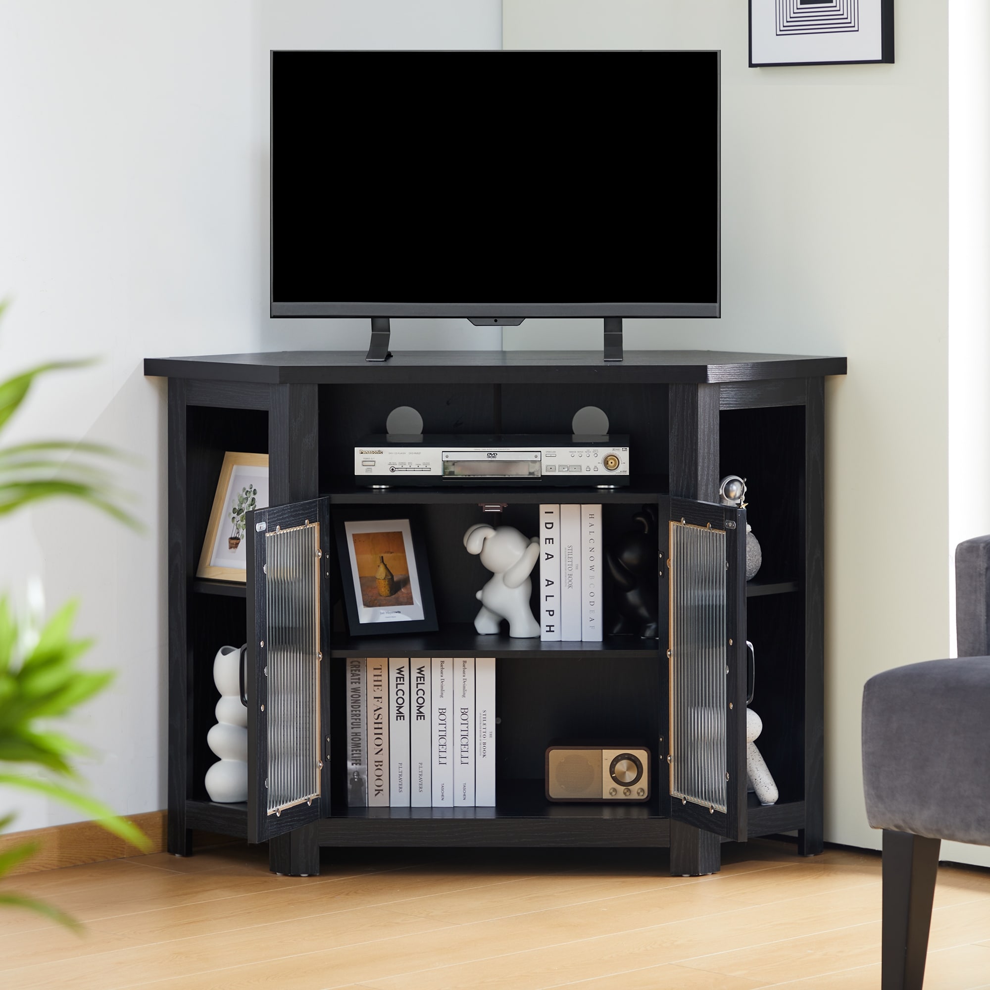 Black corner tv stand sale for 50 inch tv