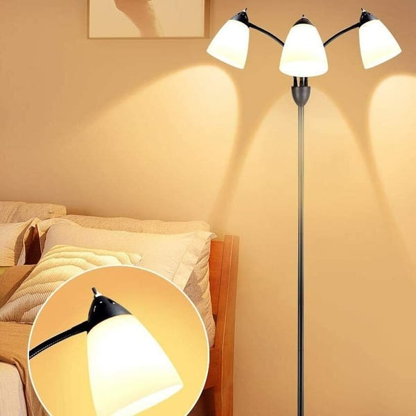 Combo Floor Lamp with Adjustable Reading Lamp 3 Light Tree Lamp Bed